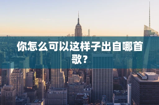 你怎么可以这样子出自哪首歌？