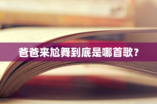 爸爸来尬舞到底是哪首歌？