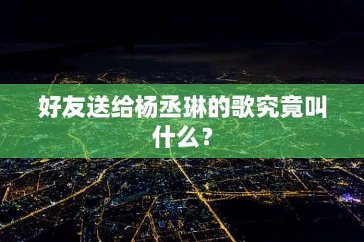 好友送给杨丞琳的歌究竟叫什么？