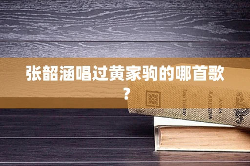 张韶涵唱过黄家驹的哪首歌？