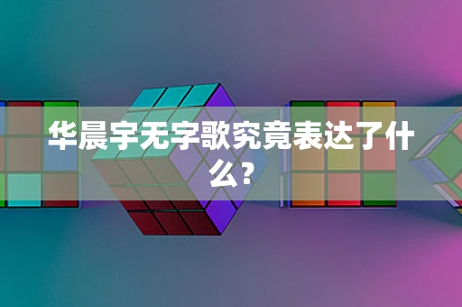 华晨宇无字歌究竟表达了什么？