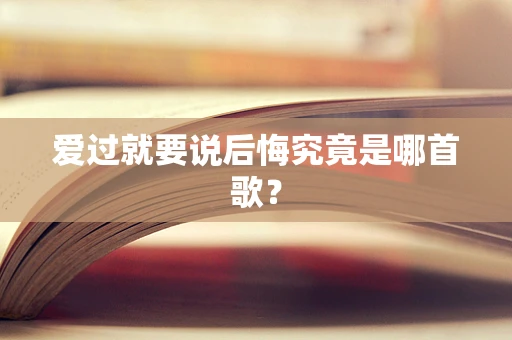 爱过就要说后悔究竟是哪首歌？
