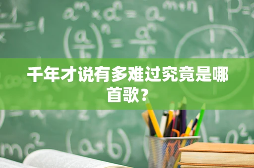 千年才说有多难过究竟是哪首歌？
